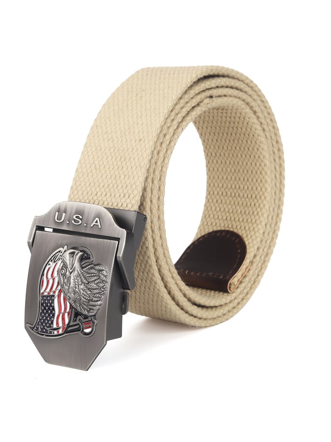 Men's outdoor training automatic buckle nylon canvas braided belt