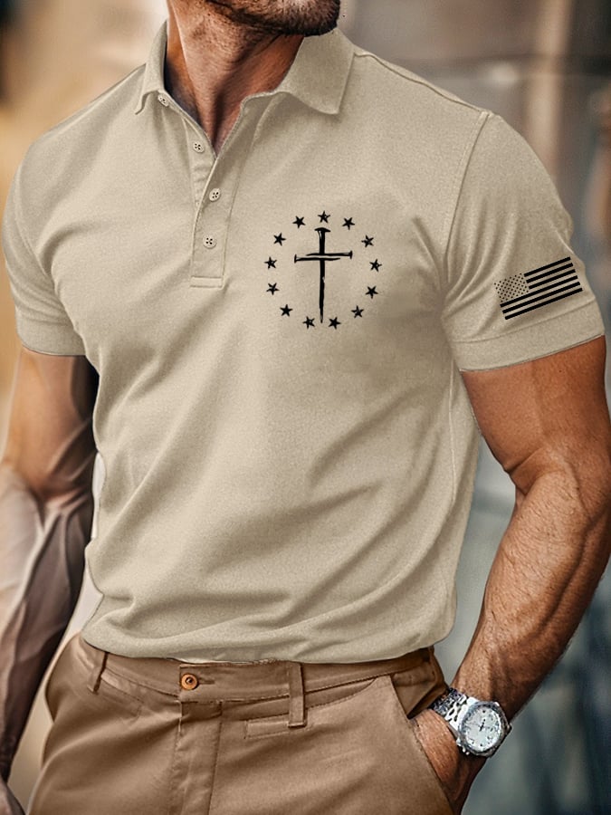 Men's Retro Faith Casual Printed Polo Shirt