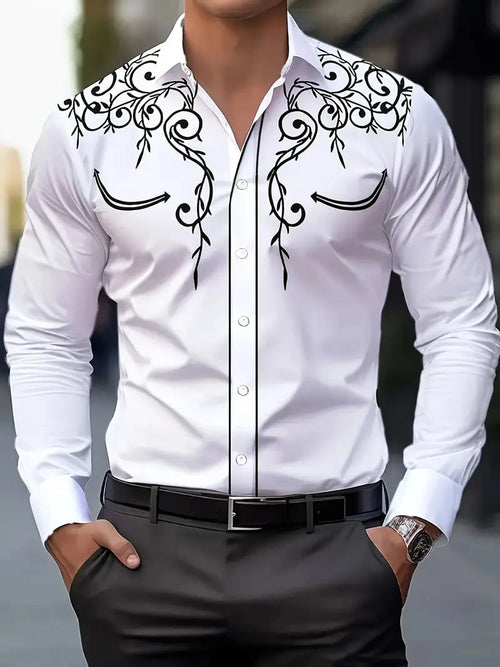 Men's Street Style Business Casual Printed Long Sleeve Shirt