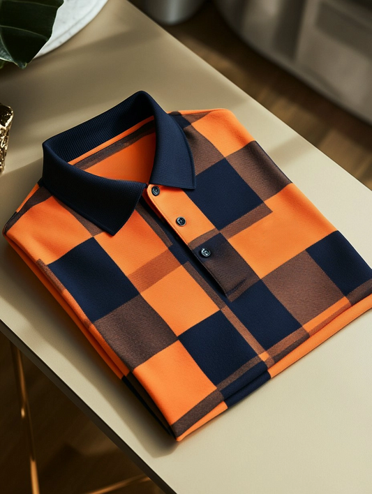 Men's Business Casual Button Short Sleeve Polo Shirt