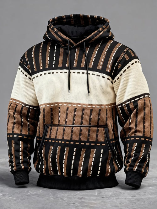 Men's Vintage Color-Block Hooded Sweatshirt