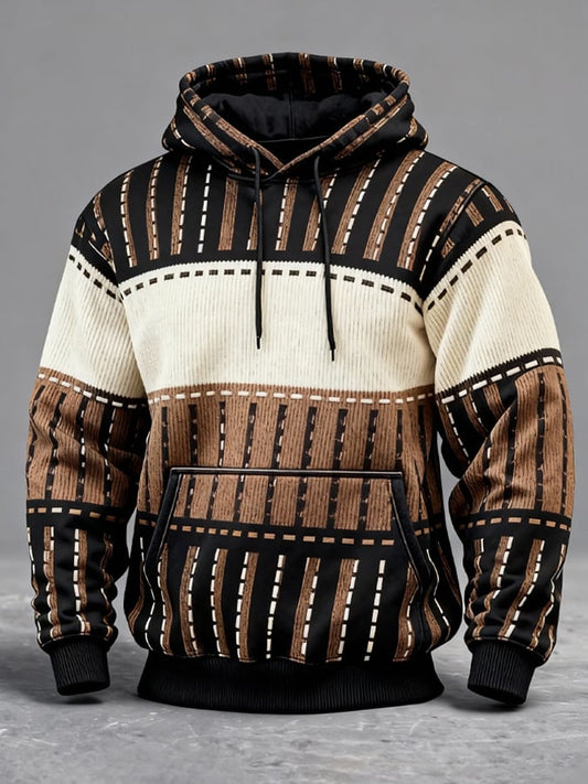Men's Vintage Color-Block Hooded Sweatshirt