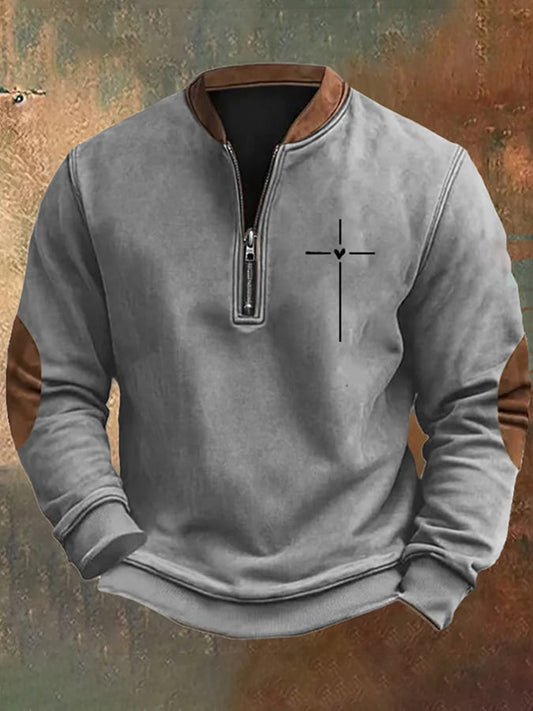 Men's Christian Cross Faith Print Sweatshirt