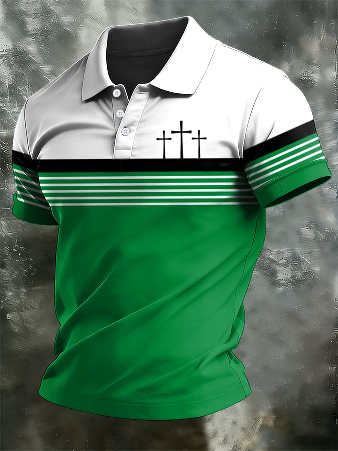 Men's Retro Faith  Casual Printed Polo Shirt