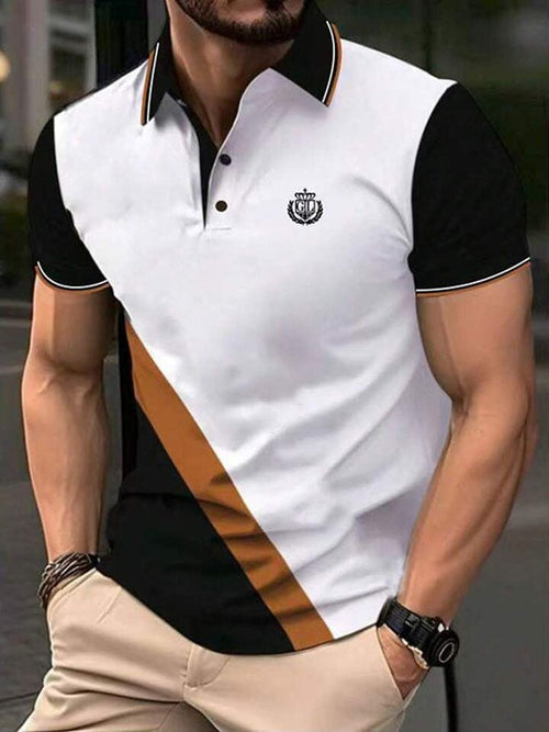 Men's Business Logo Button-Down Short Sleeve Polo Shirt