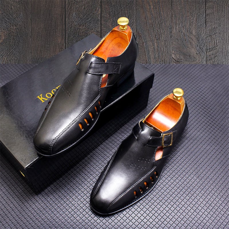 Summer Personality Hollow Large Size Casual Men'S Leather Shoes