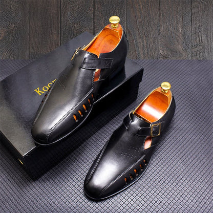 Summer Personality Hollow Large Size Casual Men'S Leather Shoes