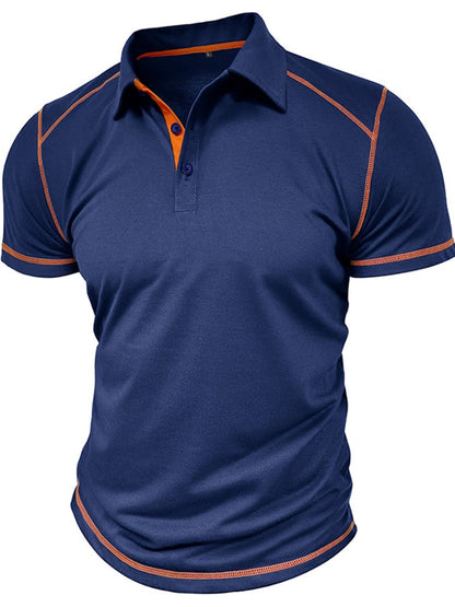 Men's Color Blocking Polo Collar Short Sleeved Polo Shirt