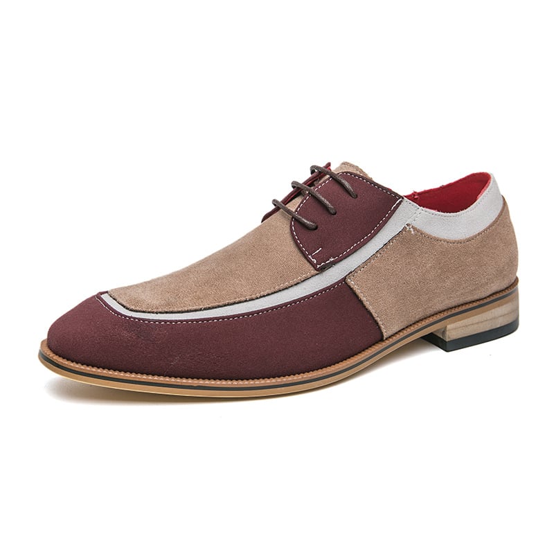 Men's Stylish British Style Matte Crash Color Lace Up Wooden Sole Casual Faux Leather Shoes