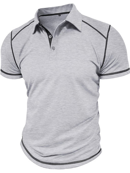 Men's Color Blocking Polo Collar Short Sleeved Polo Shirt