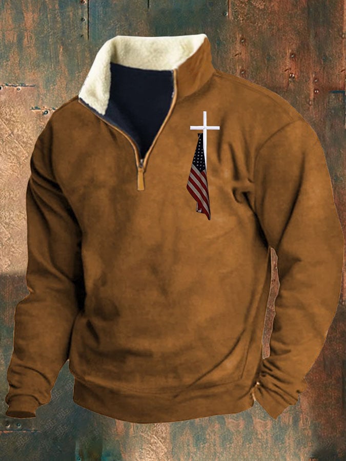 Men's Casual Faith Print Long Sleeve Sweatshirt