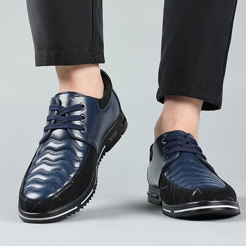 Middle Aged And Elderly Men'S Patchwork Fashionable Casual Leather Shoes