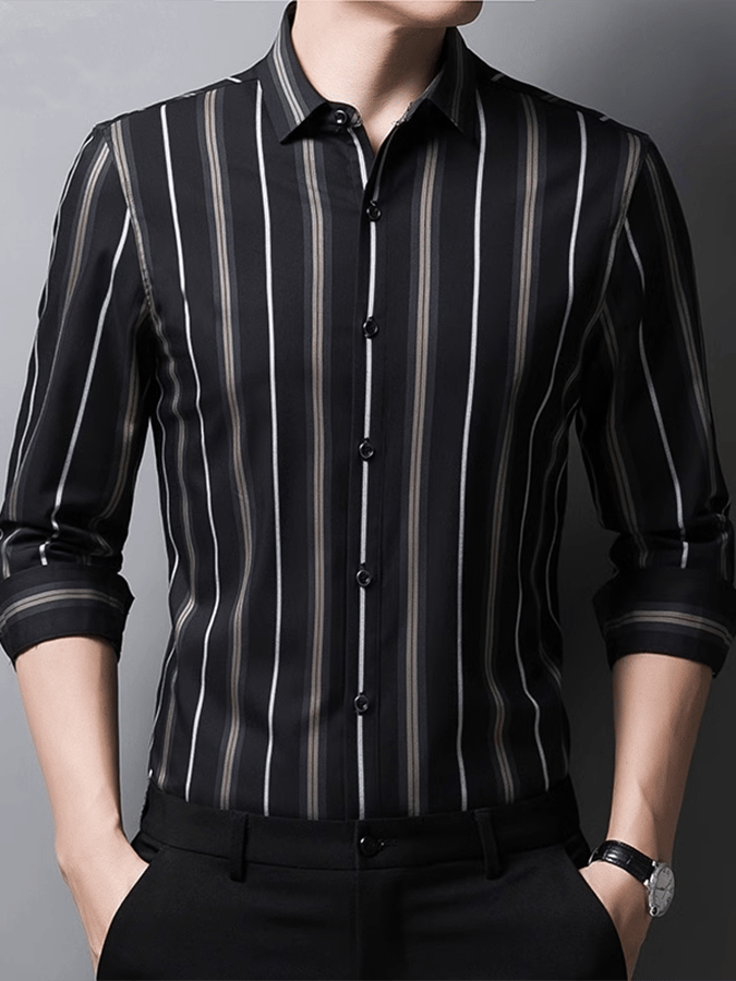 Men's Striped Business Casual Shirt