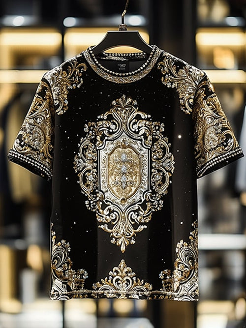 Men's Business Luxury Printed  Cotton Short Sleeve T-Shirt