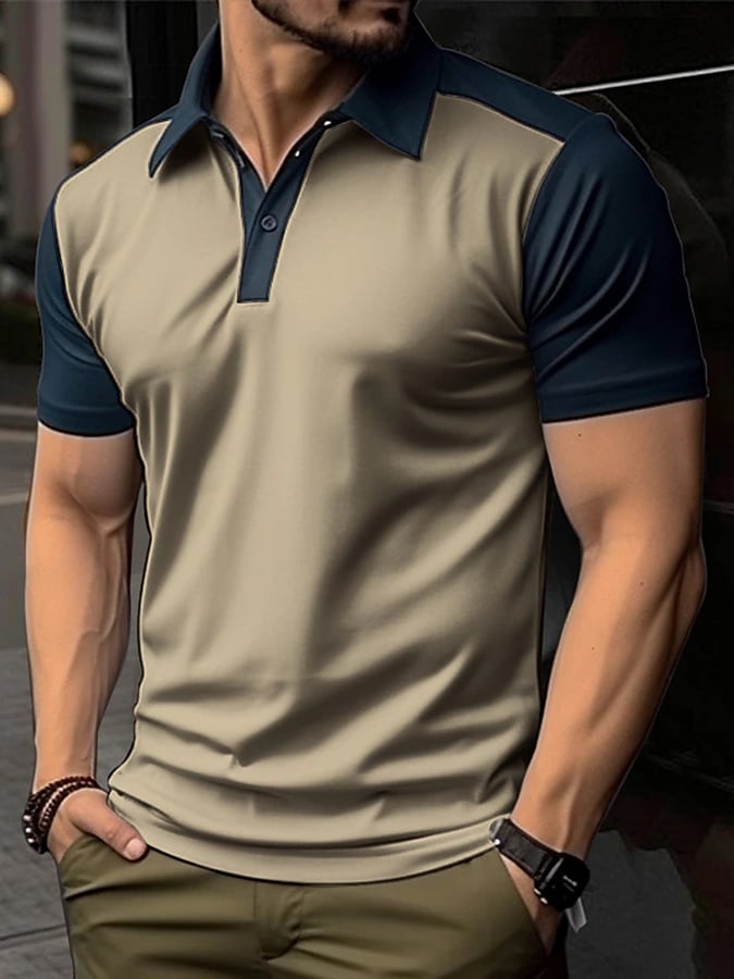 Men'S Casual Color Contrast Polo
