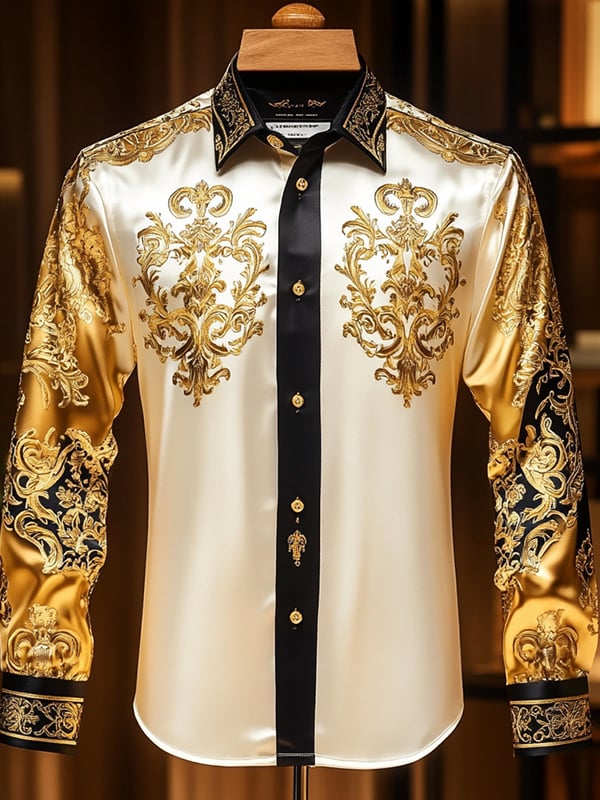 Men's Satin Luxe Long Sleeve Button Down Shirt