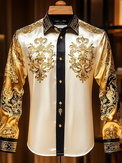 Men's Satin Luxe Long Sleeve Button Down Shirt