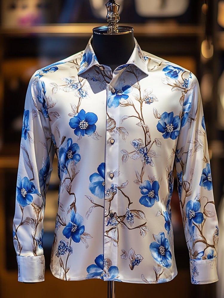 Men's Casual Abstract Printed Long Sleeve Shirt