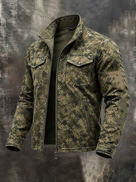 Men's Vintage Cotton Camouflage Utility Jacket