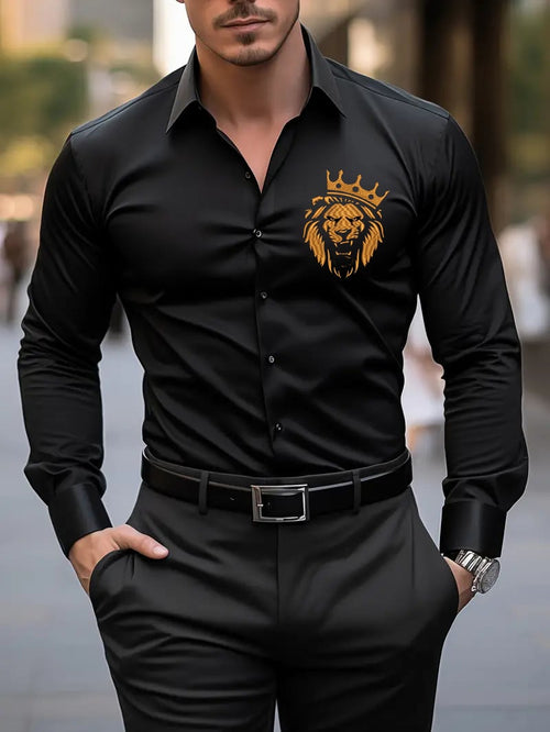Men's Business Casual Contrast Color Long Sleeve Shirt