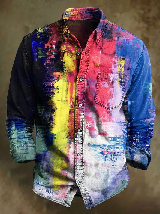 Men's Vintage Art Long-Sleeved Shirt
