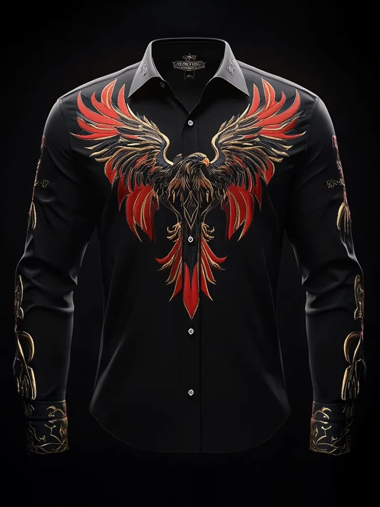 Men's Casual Printed Long Sleeve Shirt