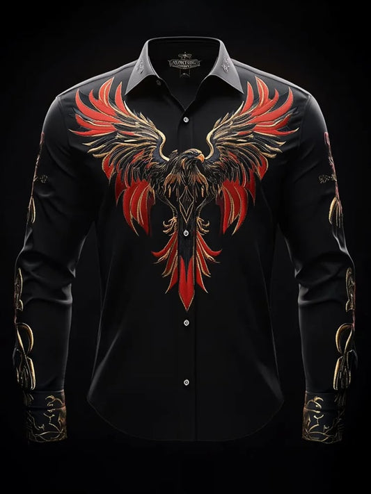 Men's Casual Printed Long Sleeve Shirt