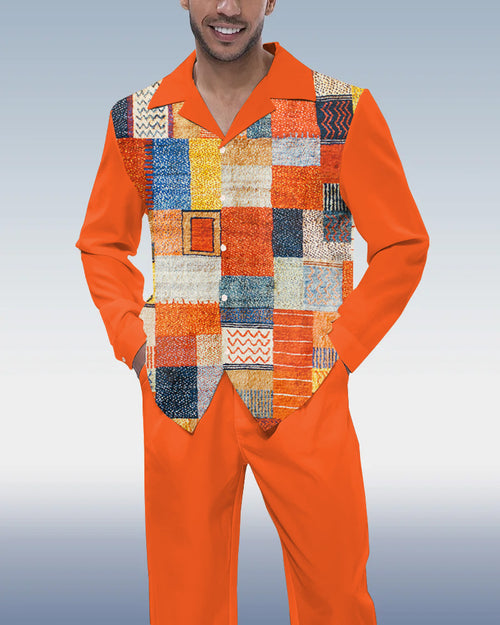 Men's Colorblock Printed Long Sleeve Walking Suit