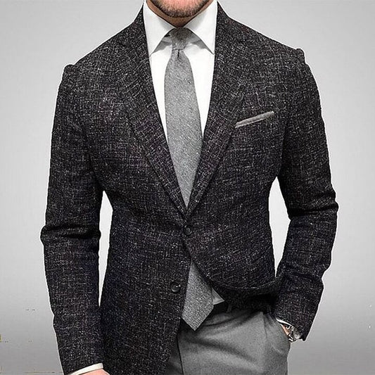 Vintage v-collar color matching color long-sleeved blazer
