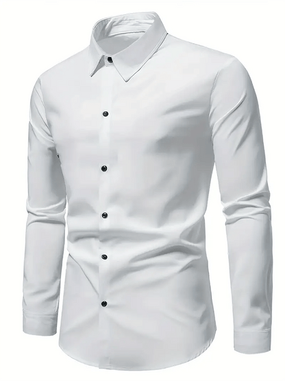Men's Solid Color Design Business Casual Shirt