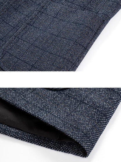 Men's Work Office Notched Collar Plaid Regular Fit Blazer