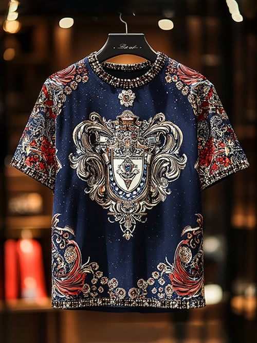 Men's Business Luxury Printed  Cotton Short Sleeve T-Shirt