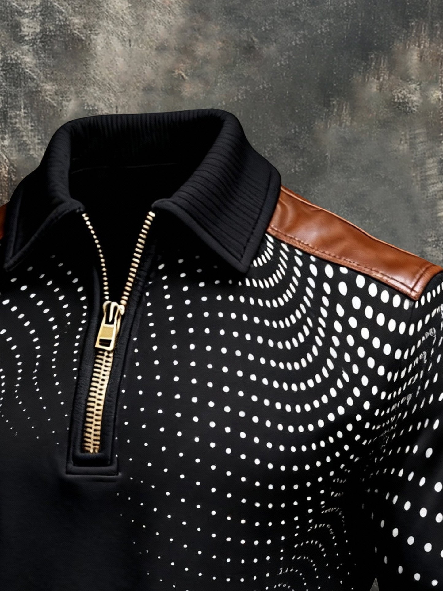 Men's Vintage Color-Block Printed Zip-Up Hoodie