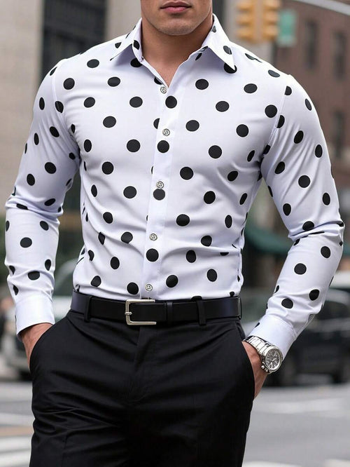Men's Street Style Business Casual Printed Long Sleeve Shirt