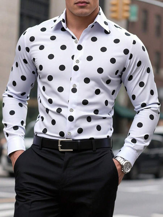 Men's Street Style Business Casual Printed Long Sleeve Shirt