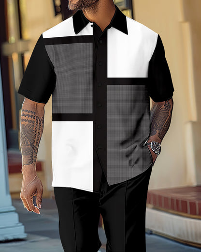 Men's Retro Gorgeous Short Sleeve Shirt Walking Suit 1062