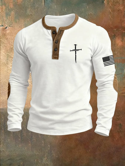 Men's Faith Print Henley Top