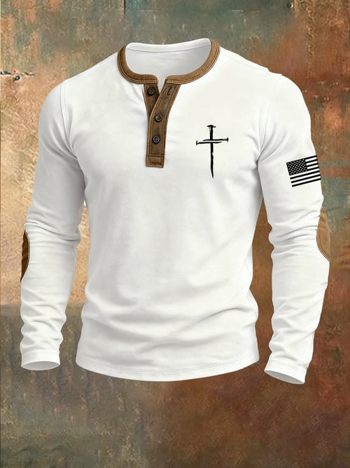 Men's Faith Print Henley Top