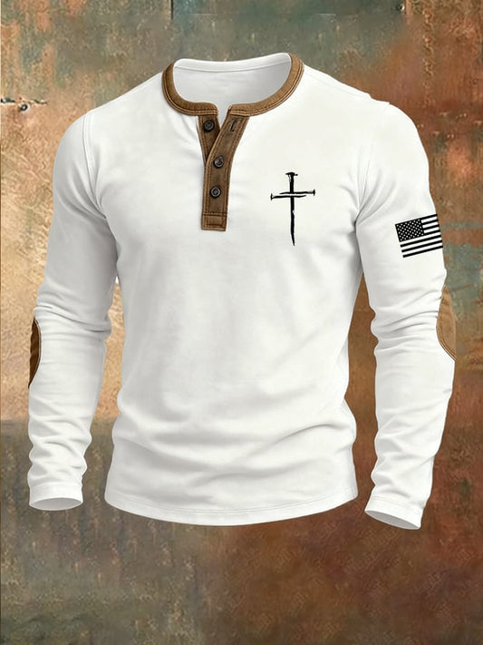 Men's Faith Print Henley Top