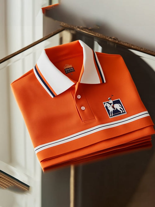 Men's Classic Business Check Button Short Sleeve Polo Shirt