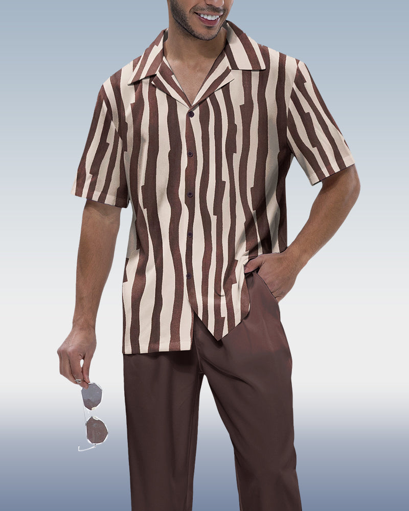 Fission Two-Piece Short Sleeve Printed Walking Suit