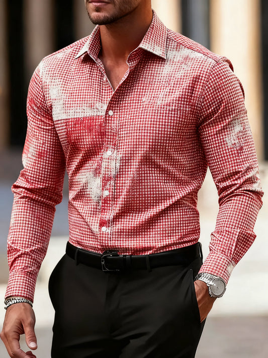 Men's Business Print Long Sleeve Shirt