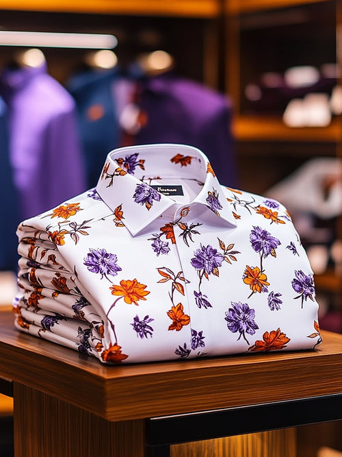 Men's Business Luxury Floral Print Short-sleeved Shirt