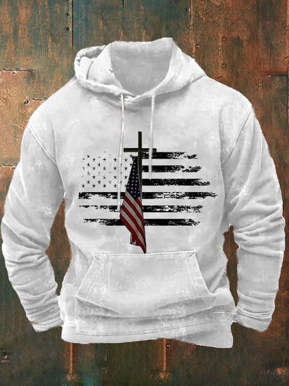 Men's Casual Print Long Sleeve Hooded Sweatshirt