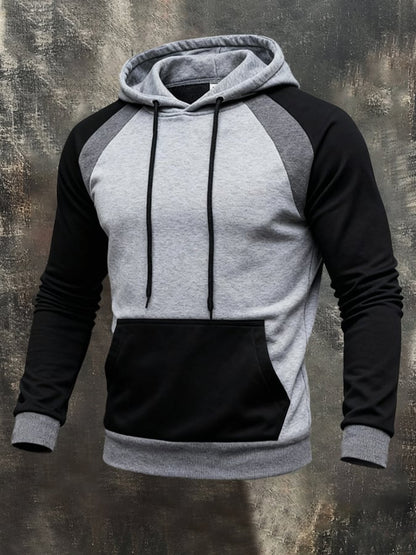 Men'S Stylish Color-Blocked Hooded Sweatshirt