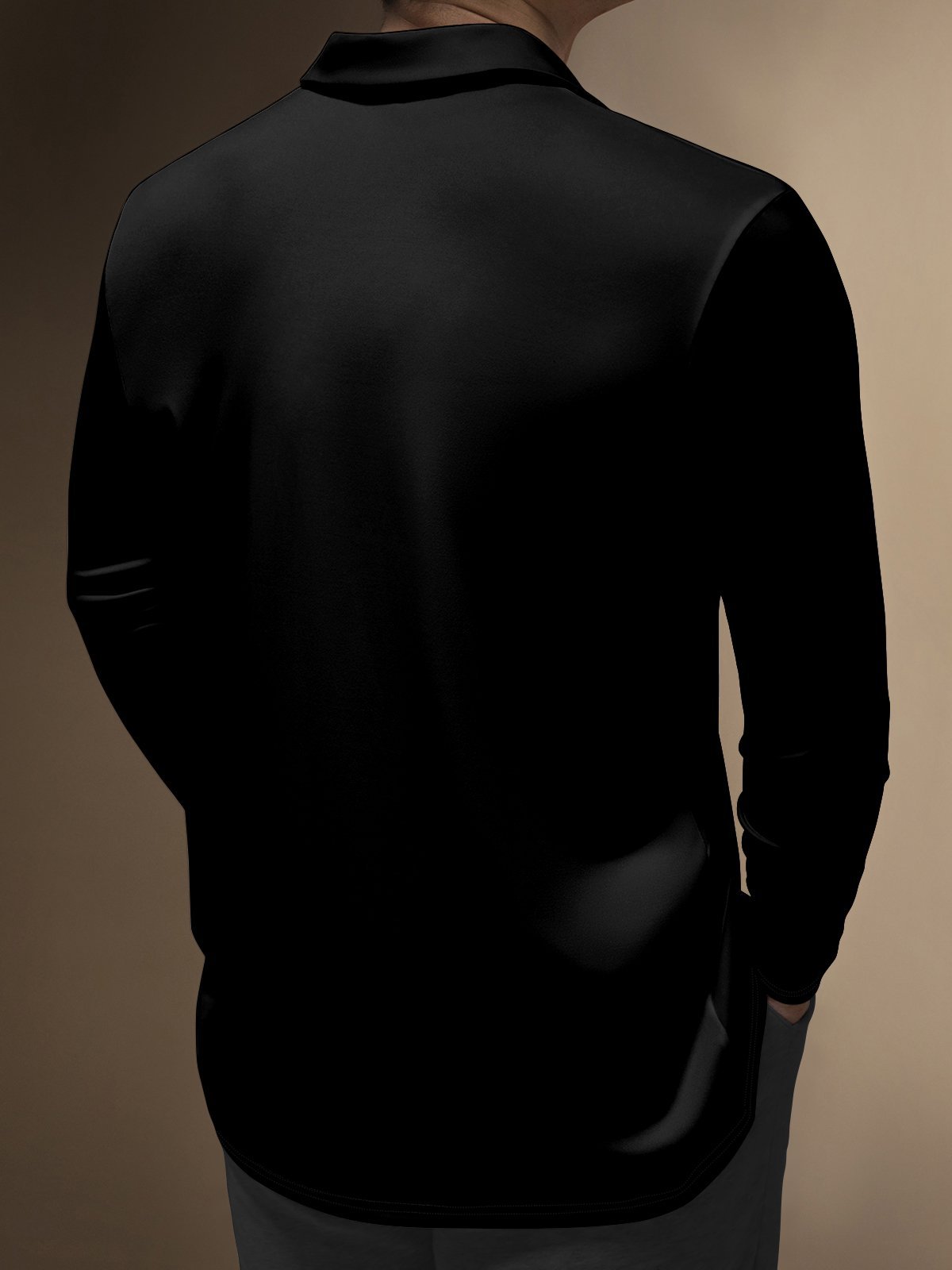Men's Business Casual Striped Long-Sleeved Polo Shirt