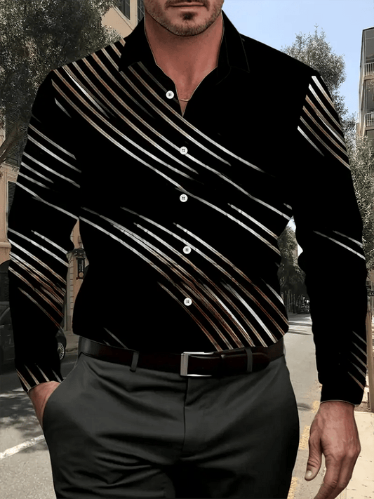 Men's Street Style Business Casual Printed Long Sleeve Shirt