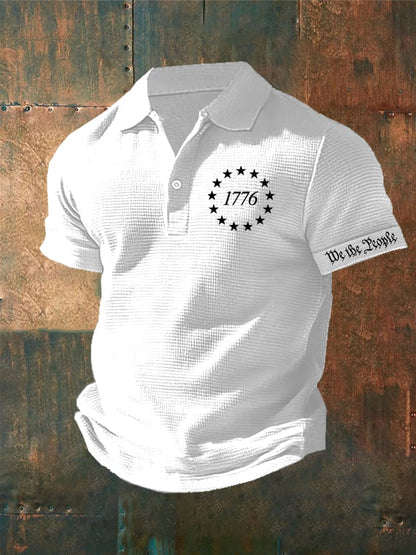 Men's 1776 We The People Print Waffle Polo Shirt