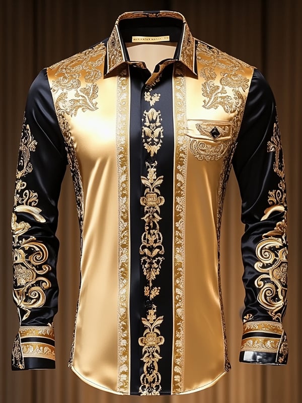 Men's Satin Luxe Long Sleeve Button Down Shirt