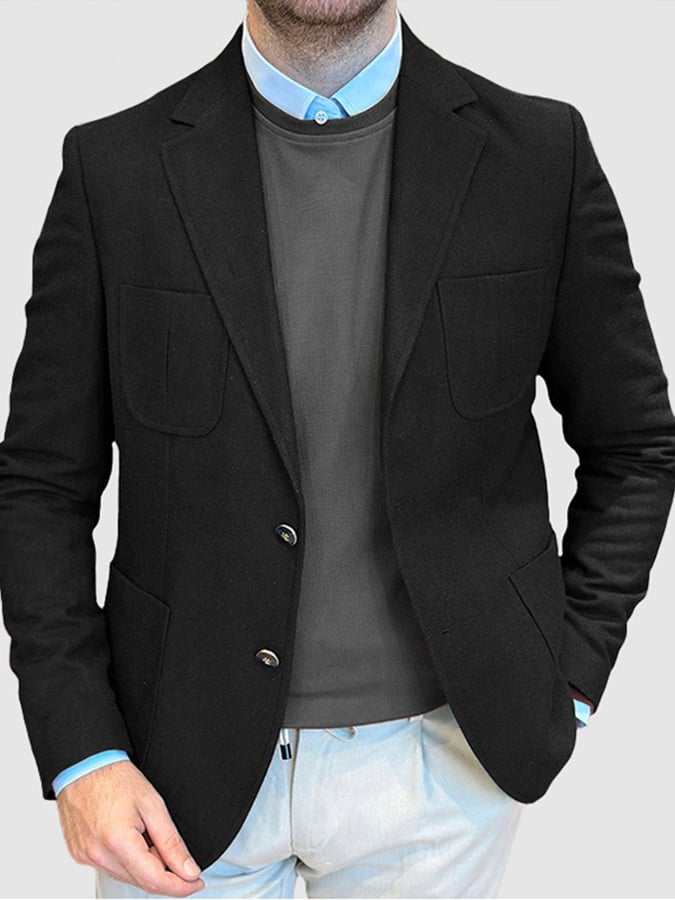 Men's Vintage Single Breasted Pocket Gentleman's Business Suit Jacket